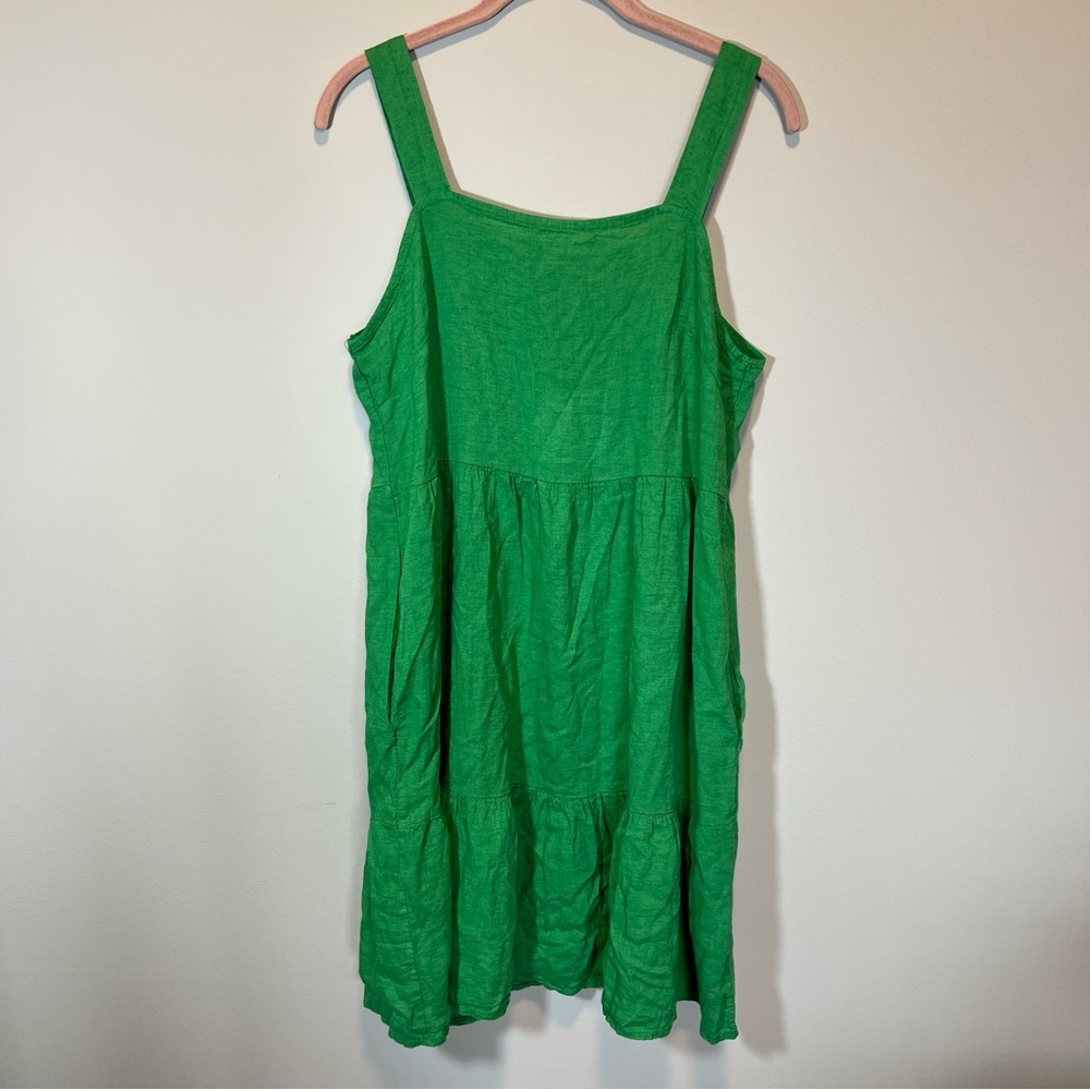 Valentina Naldi Women’s Green Linen Blend Tiered Dress Small NWT